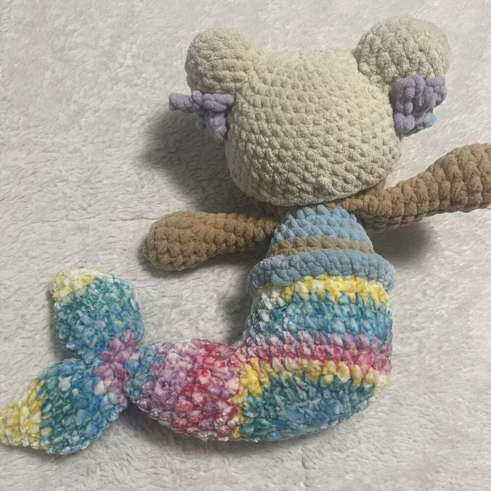 Sandy Beach Multicolor Mermaid - Crochet Stuffed Yarn Plushie - Handmade NWOT - Picture 5 of 9